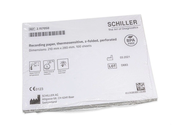 Papier EKG do Schiller AT-102 / AT-102 plus / CS-200, 210 x 280 mm, 100 kartek, 1 szt.