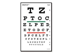 Tablica optometryczna 6m o wymiarach 23 x 35,5cm